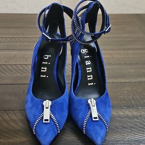 Gianni Bini Royal Blue Suede Ankle-Zip Stiletto